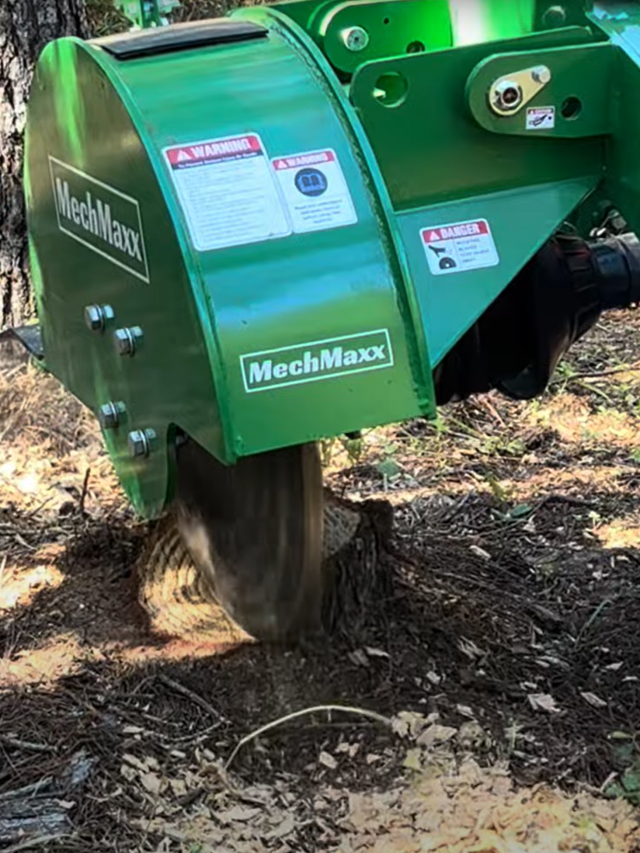 grinding a tree stump with a MechMaxx SG24 stump grinder